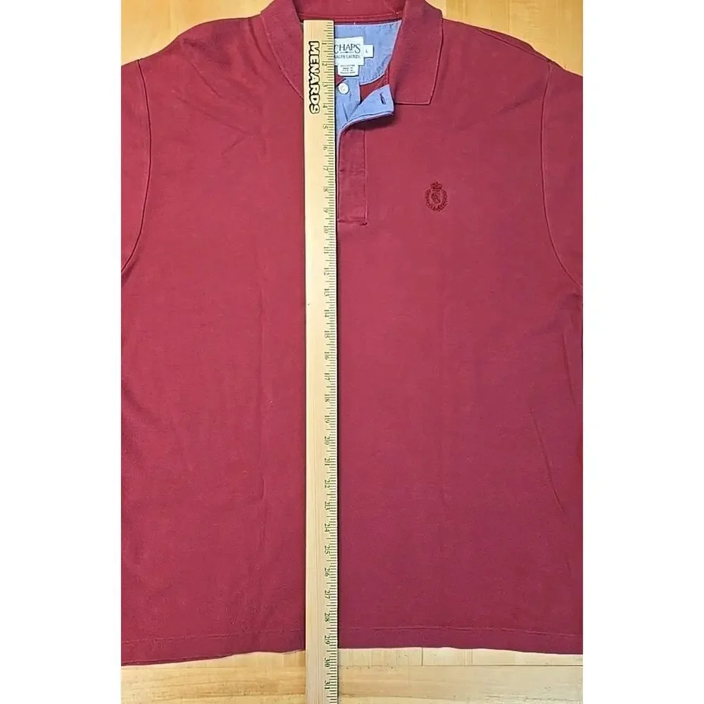 Vintage Ralph Lauren Chaps Polo Shirt Men Size Large Red 100% Cotton 80s 90s Y2K